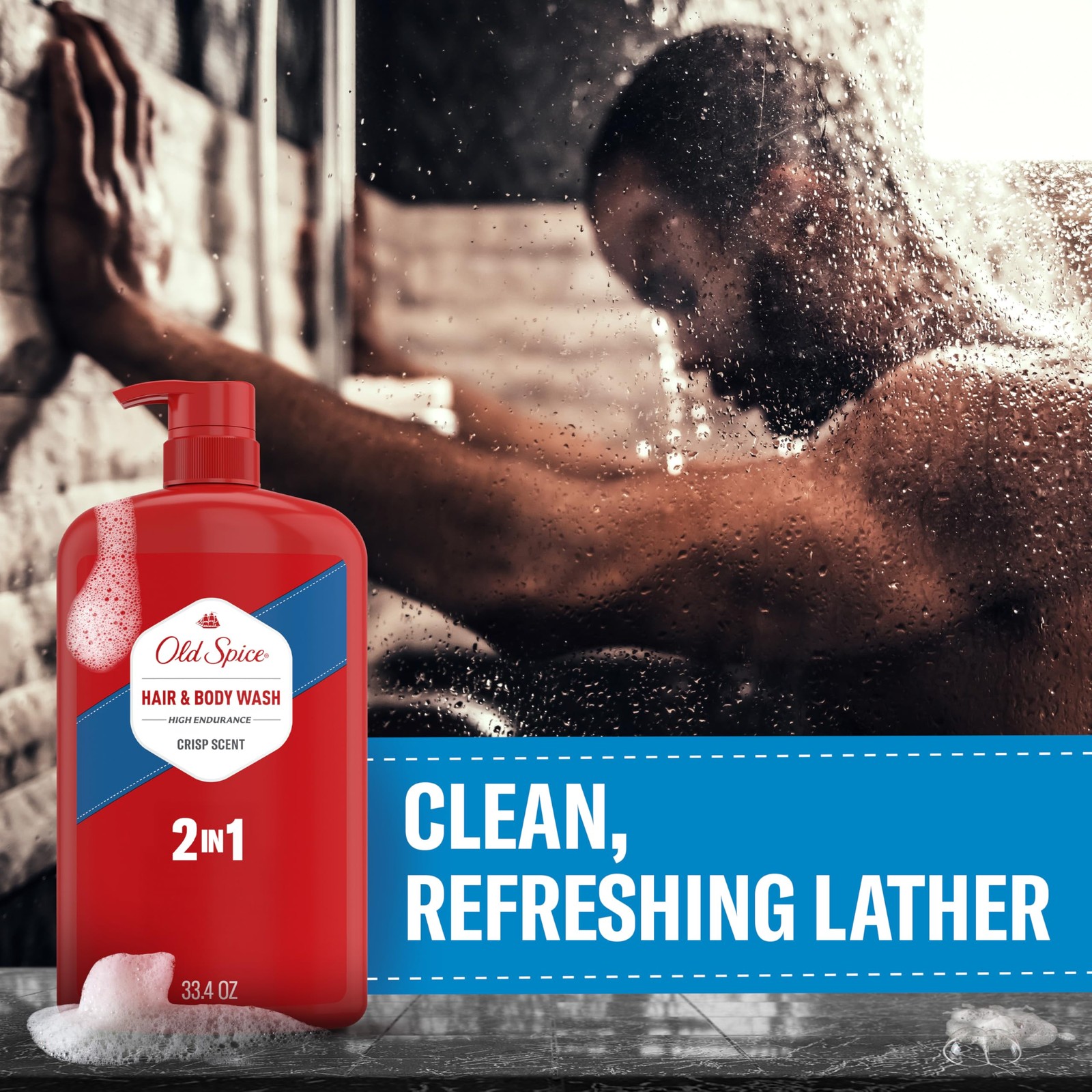 Old Spice Refreshing 2-in-1 Body & Face Wash for Men, 33.4 Fl Oz (Pack of 4)