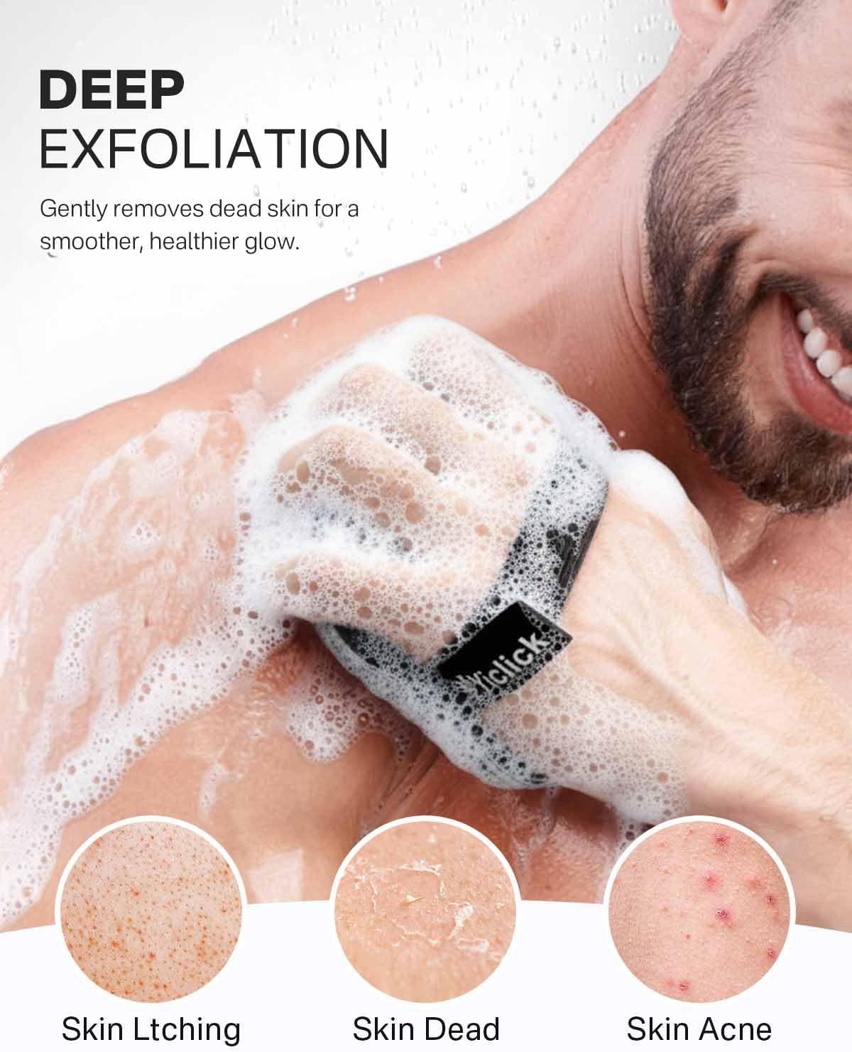 Yiclick Exfoliating Body Scrubber Exfoliator 2 Pack – Black