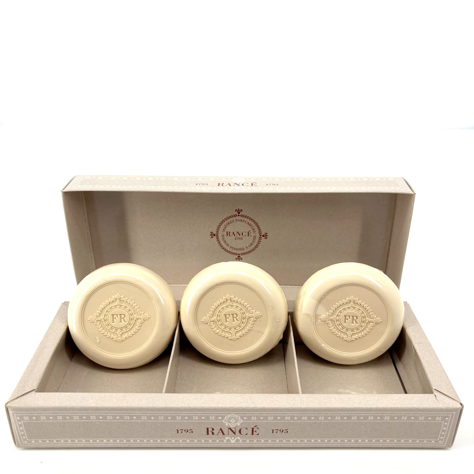 3 Boxed 1795 Rance 3.5 oz Soap Rounds EAU FRAICHE Vintage Factory Sealed NIB