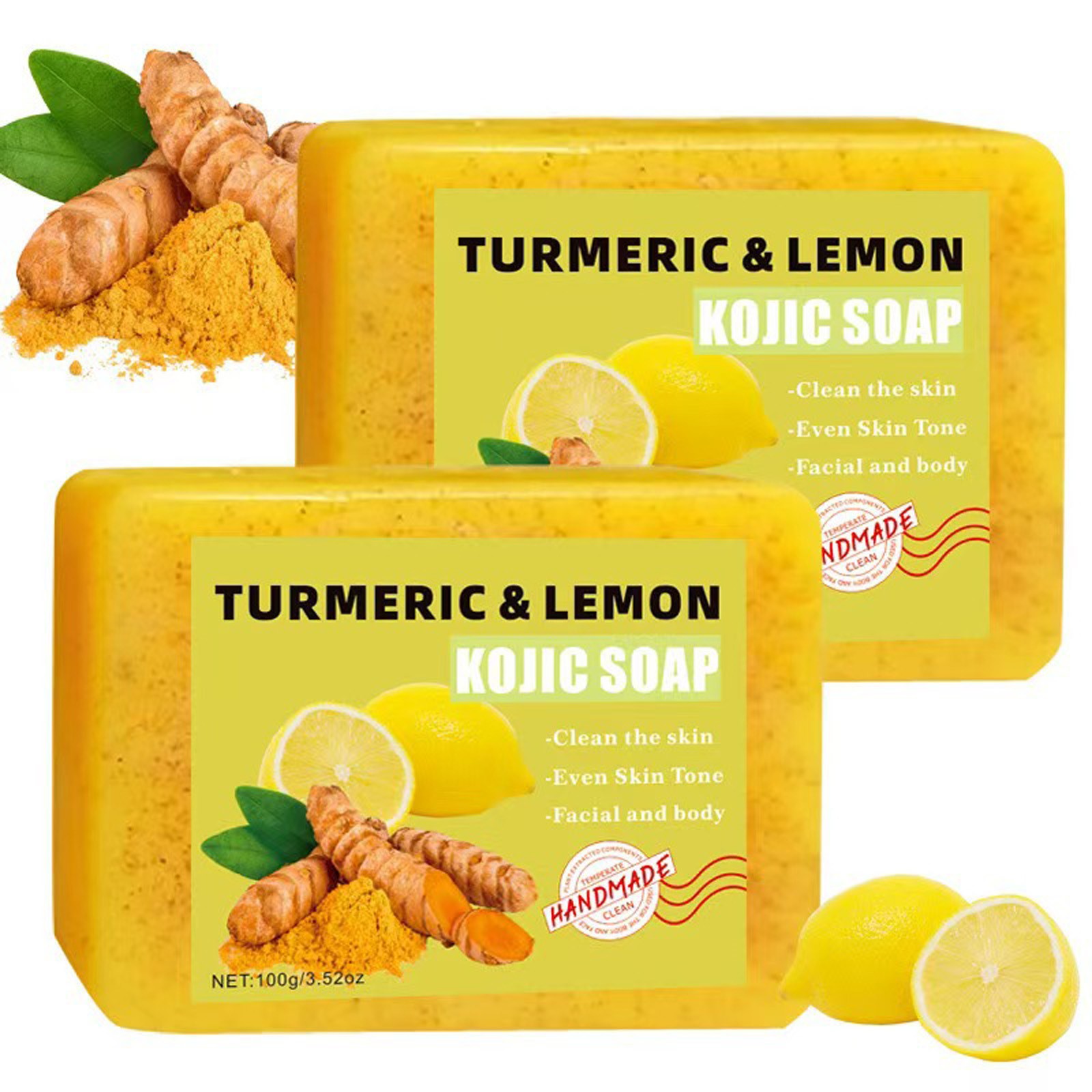 1Pcs Handmade Soap Soap Bar 100g Nourishing Turmeric Lemon Soap Hydrating