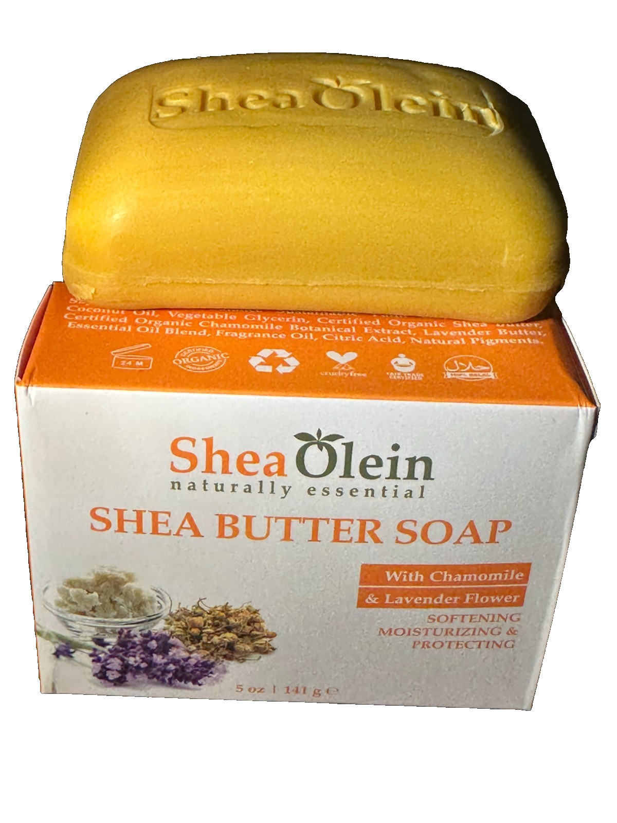 Shea Olein Shea Butter Soap with Chamomile & Lavender Flower 5oz 6 Bars