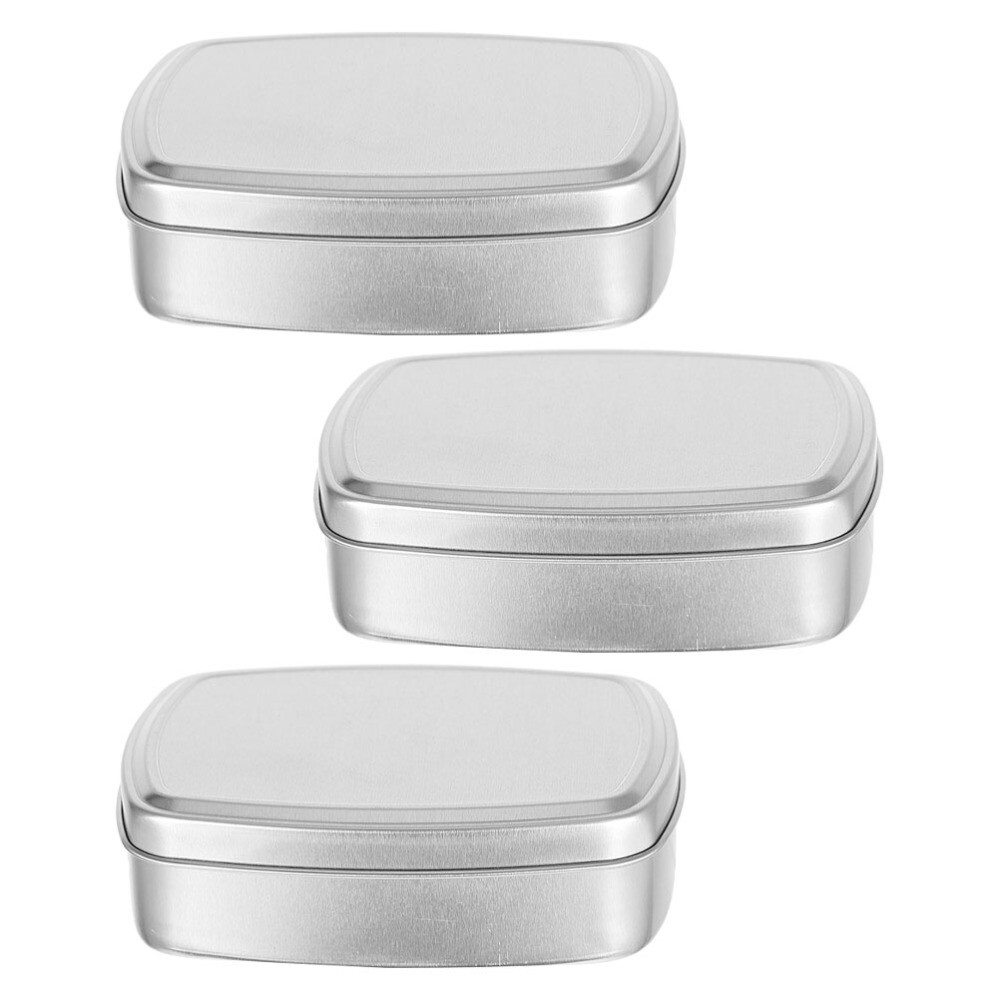 3PCS Travel Soap Container Soap Boxes Tin Cookie Box Rectangular Metal Tin