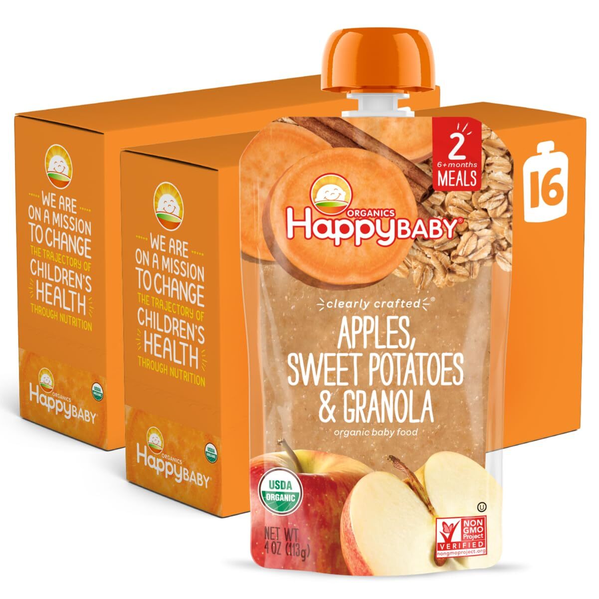 Happy Baby Organic Clearly Crafted Apples Sweet Potatoes Granola Pack of 16