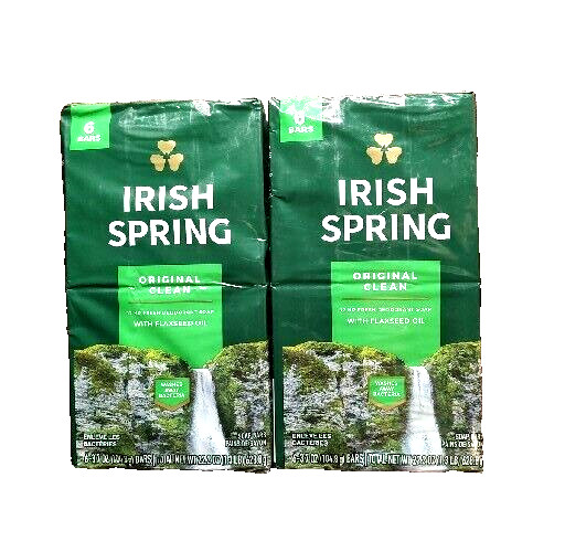 Irish Spring Original Deodorant Bar Soap 12 Hr Fresh 3.7oz Each Bar 2x 6 Pack