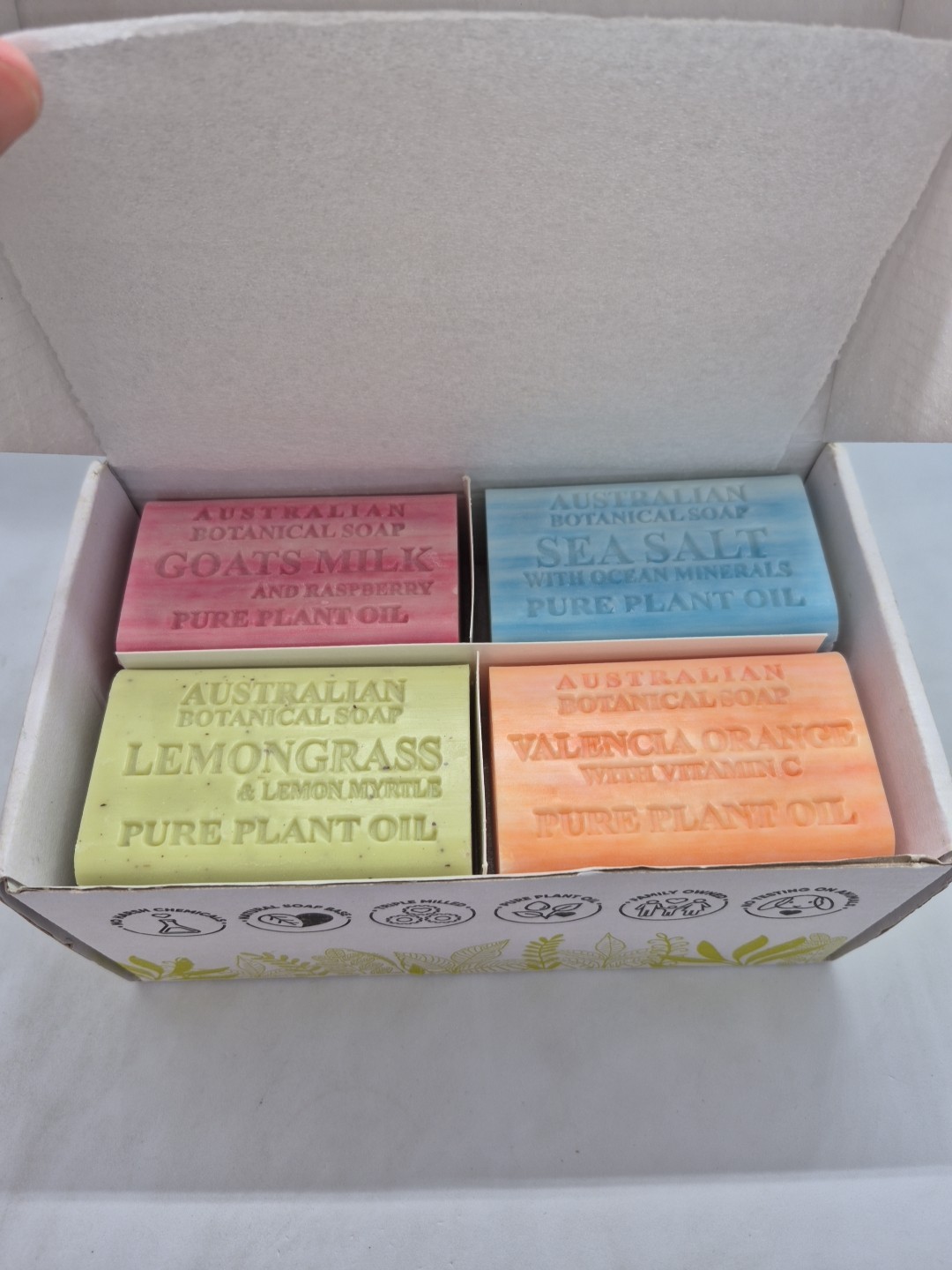Australian Botanical Soap Variety Pack, 6.6 oz Bars Goat Milk, Sea Salt, Lemon