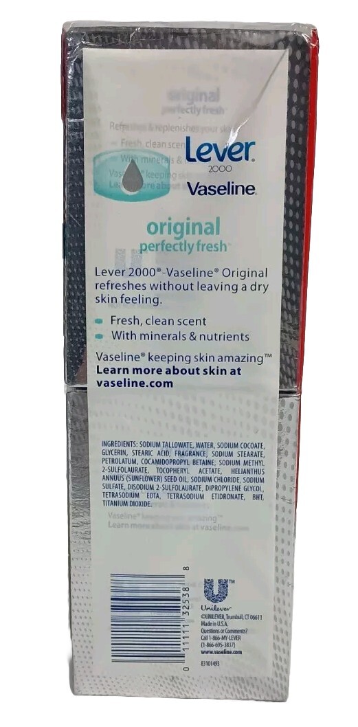 8 Pack Lever 2000 Vaseline Original Perfectly Fresh Bar Soap 4.5 Oz. Each