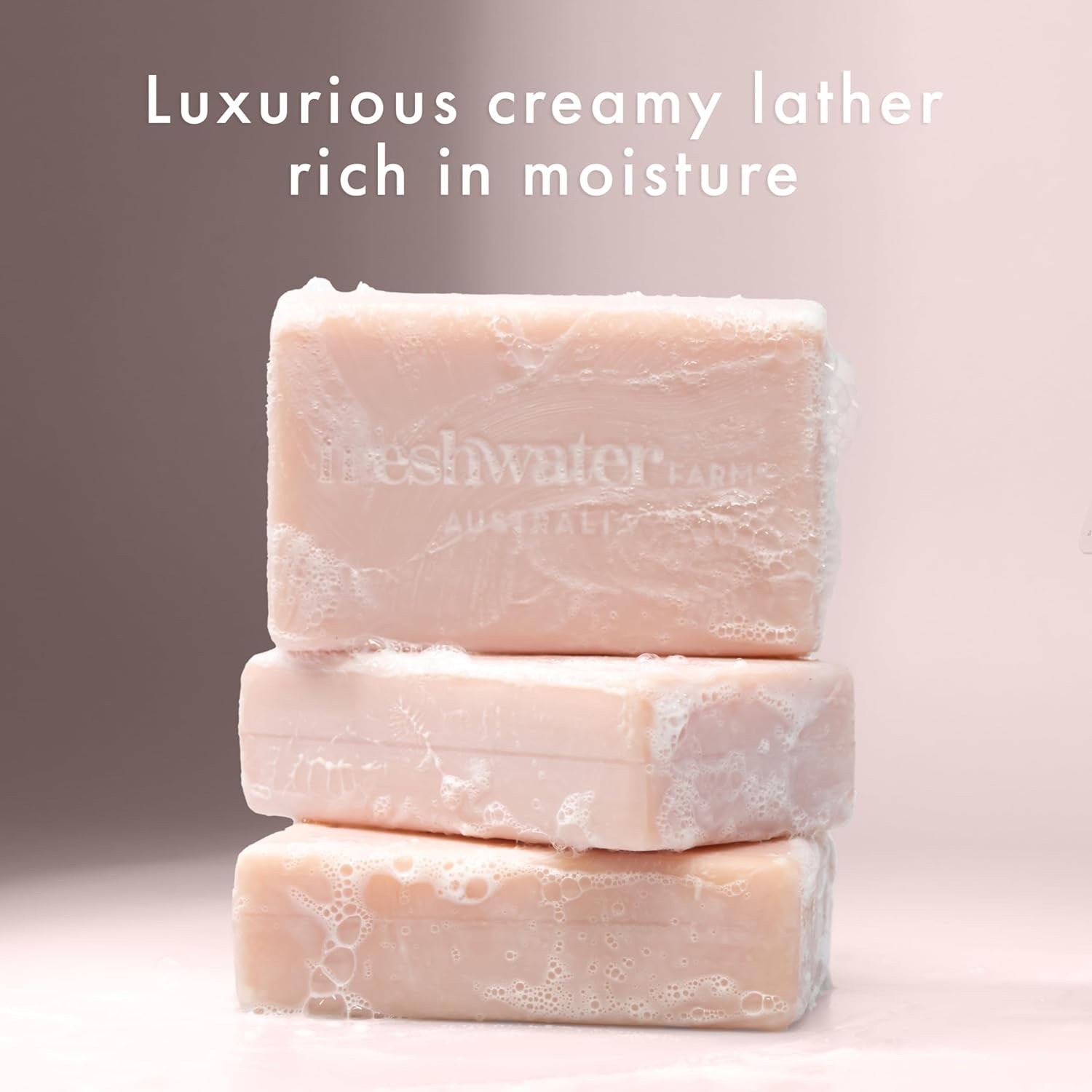 3-Pack | Freshwater Farm Australia Body Soap Bars | Rosewater + Pink Clay | 7 oz