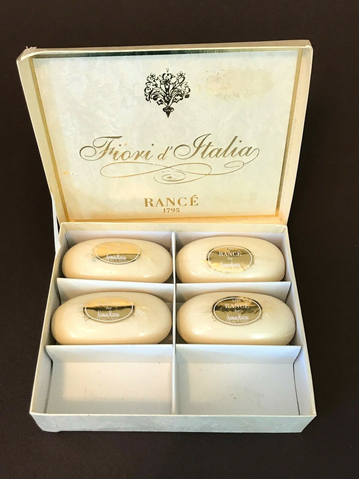 Neiman Marcus Flori D’ Italia Rance Hand Soap 4 Cakes Total WT 23.72oz NIB