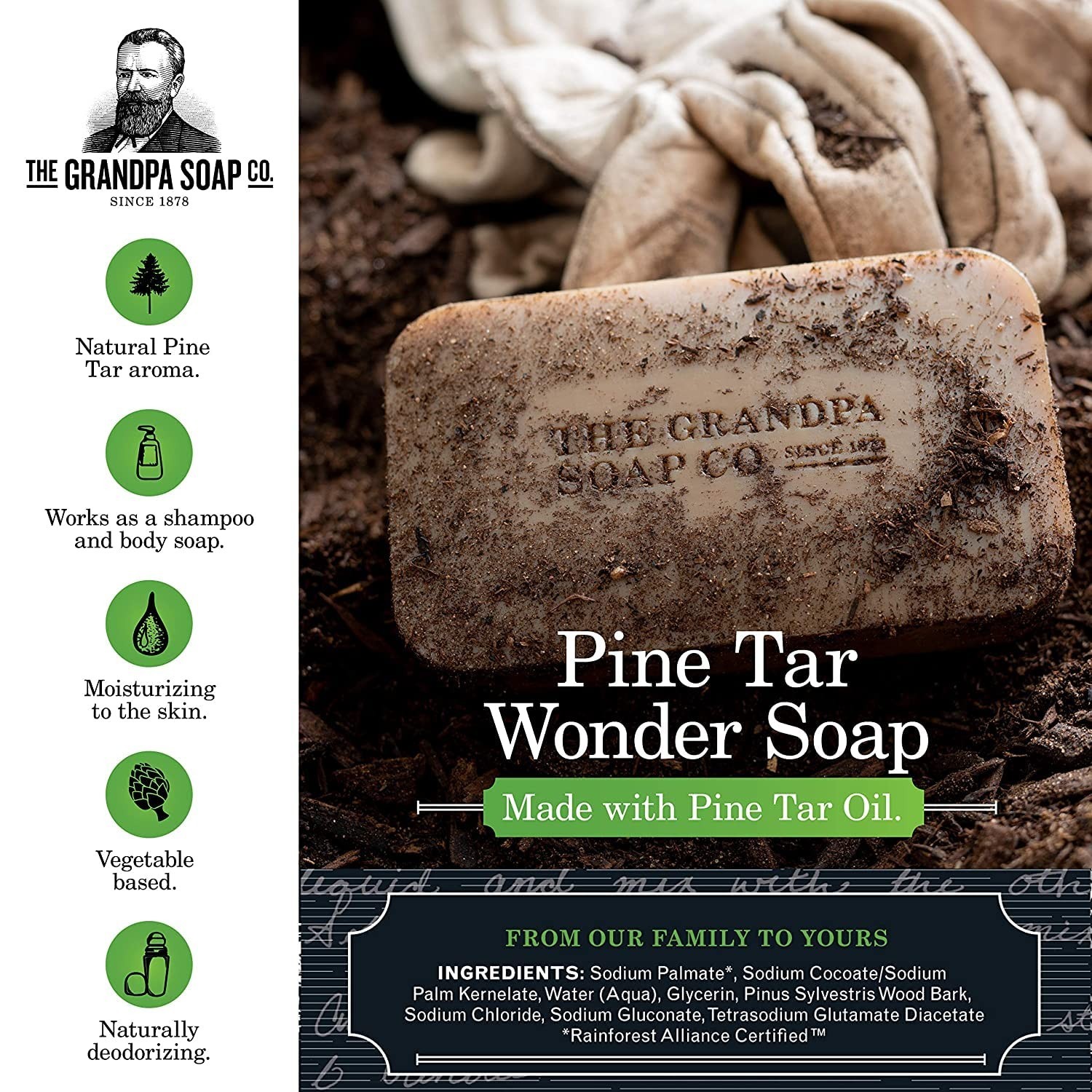 Grandpa’s Soap Pine Tar 4.25 oz (Pack of 4) 4.25 Ounce (Pack of 4)