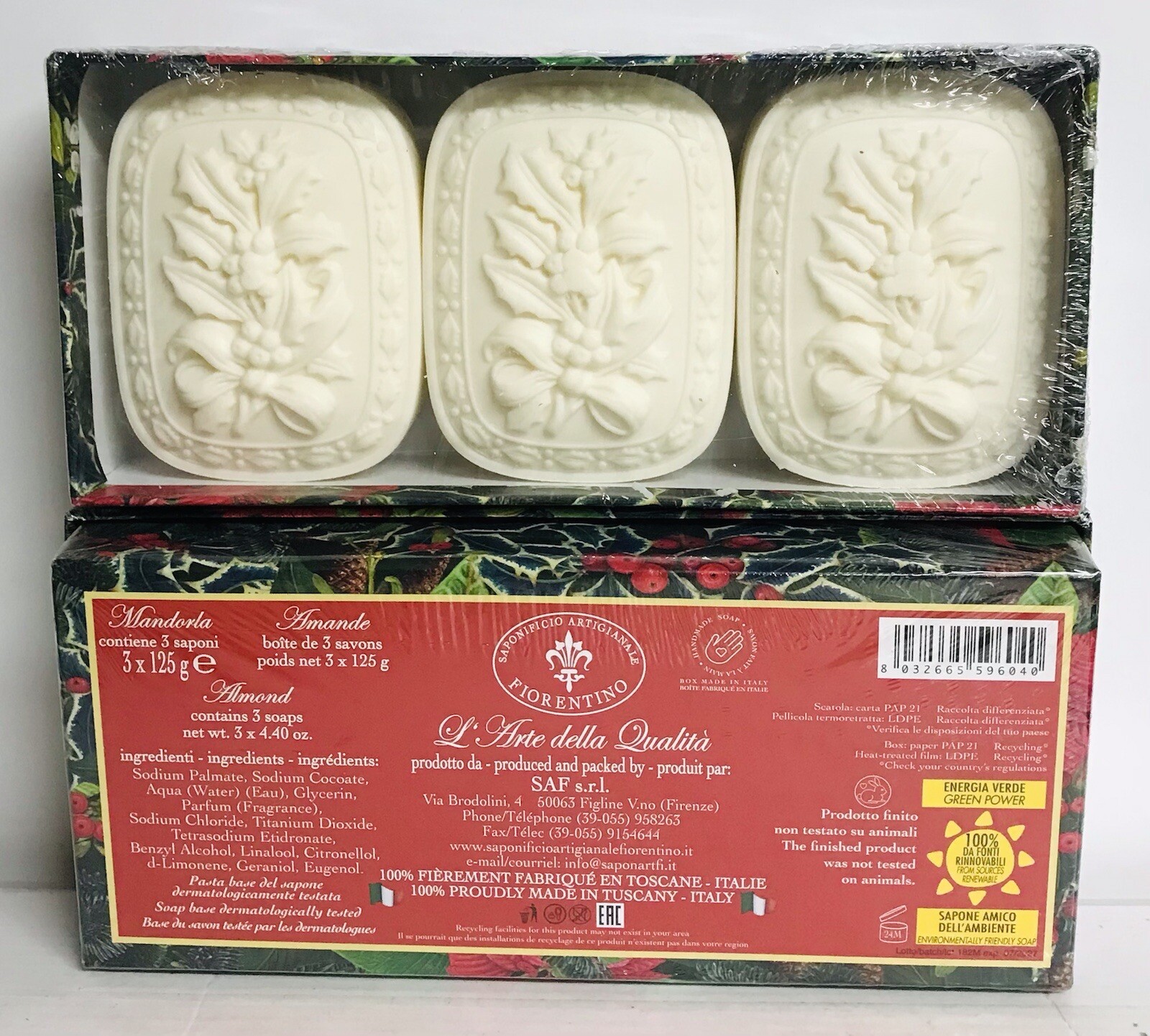 2-Pack Saponificio ~ Almond Handmade Bar Soap 6 Bars 125 g Each