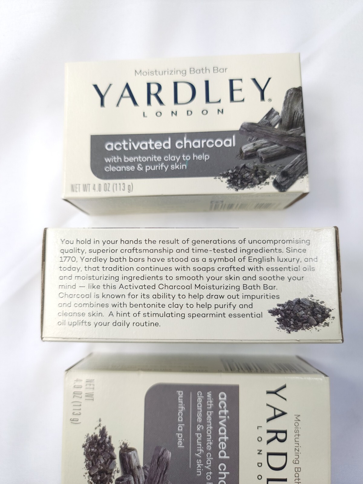 Yardley London Activated Charcoal Lot of 3 Bar Soap Bentonite Clay Purify Skin