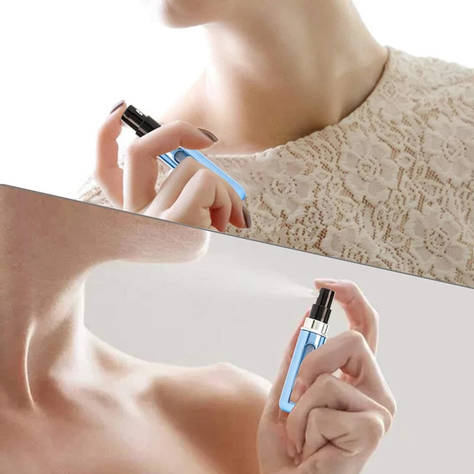 5 Pcs Refillable Travel Portable Perfume Atomizer Bottle Spray Pump Case 5/8 ML
