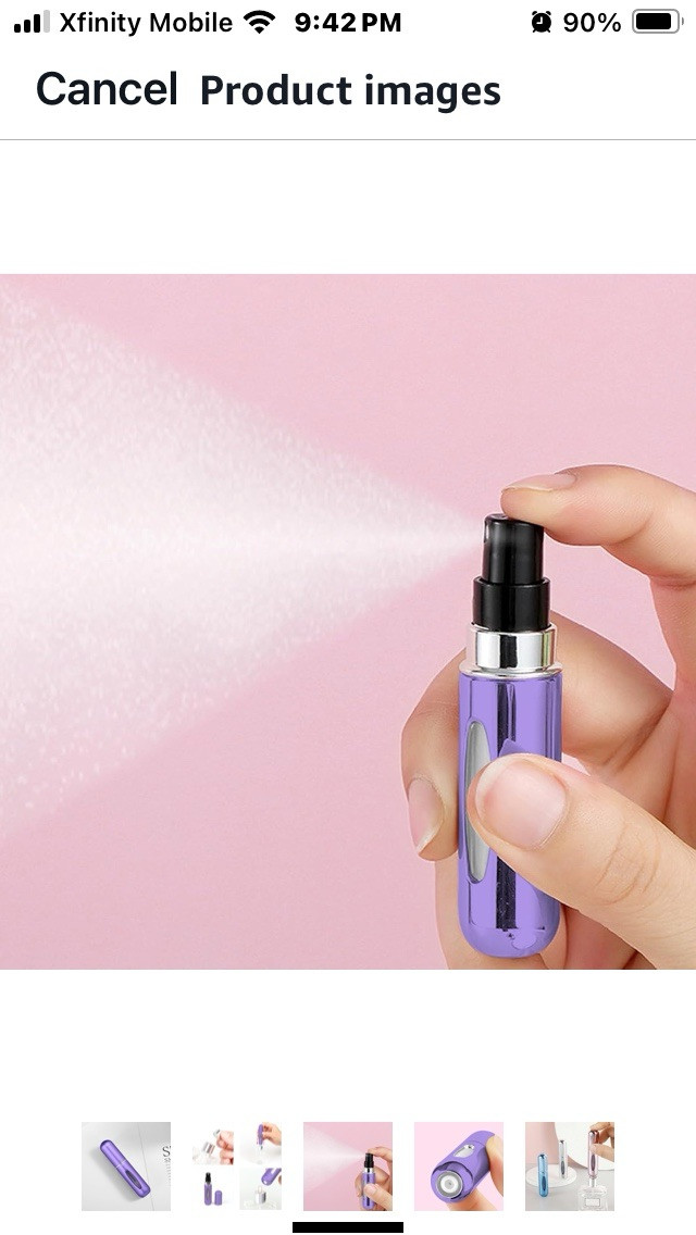 2 Travel Perfume Purse Bottle Atomizer Sanitizer Spray Refillable Pink Purple
