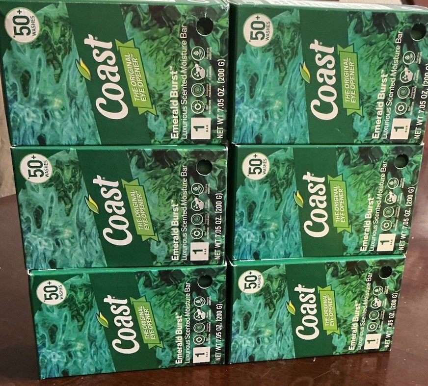 (6) Coast The Original Eye Opener Emerald Burst Bar Soap XL 7.05 Oz Bars