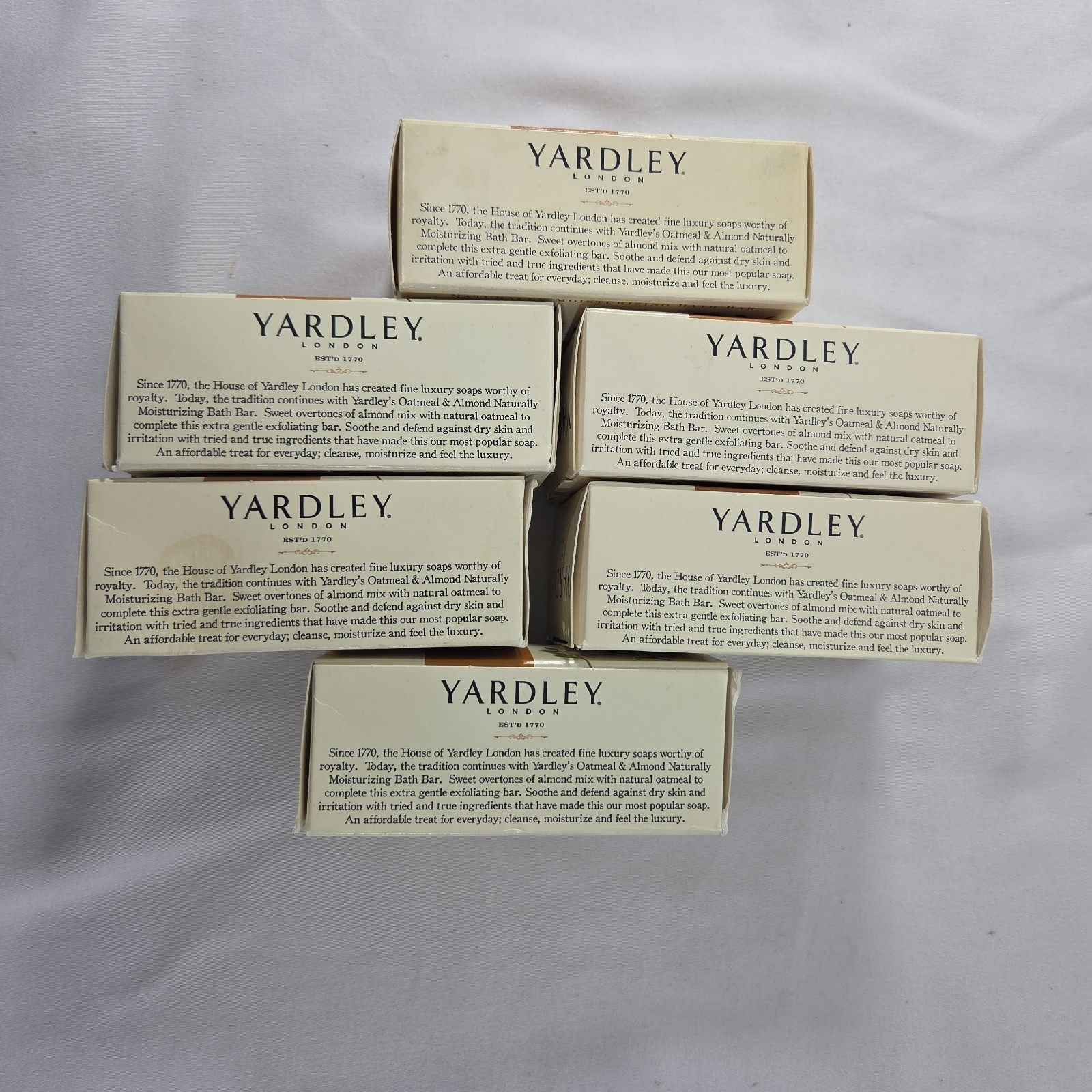 Yardley London Oatmeal & Almond Moisturizing Bath Soap 4.25 oz Each 6 PC LOT NOS
