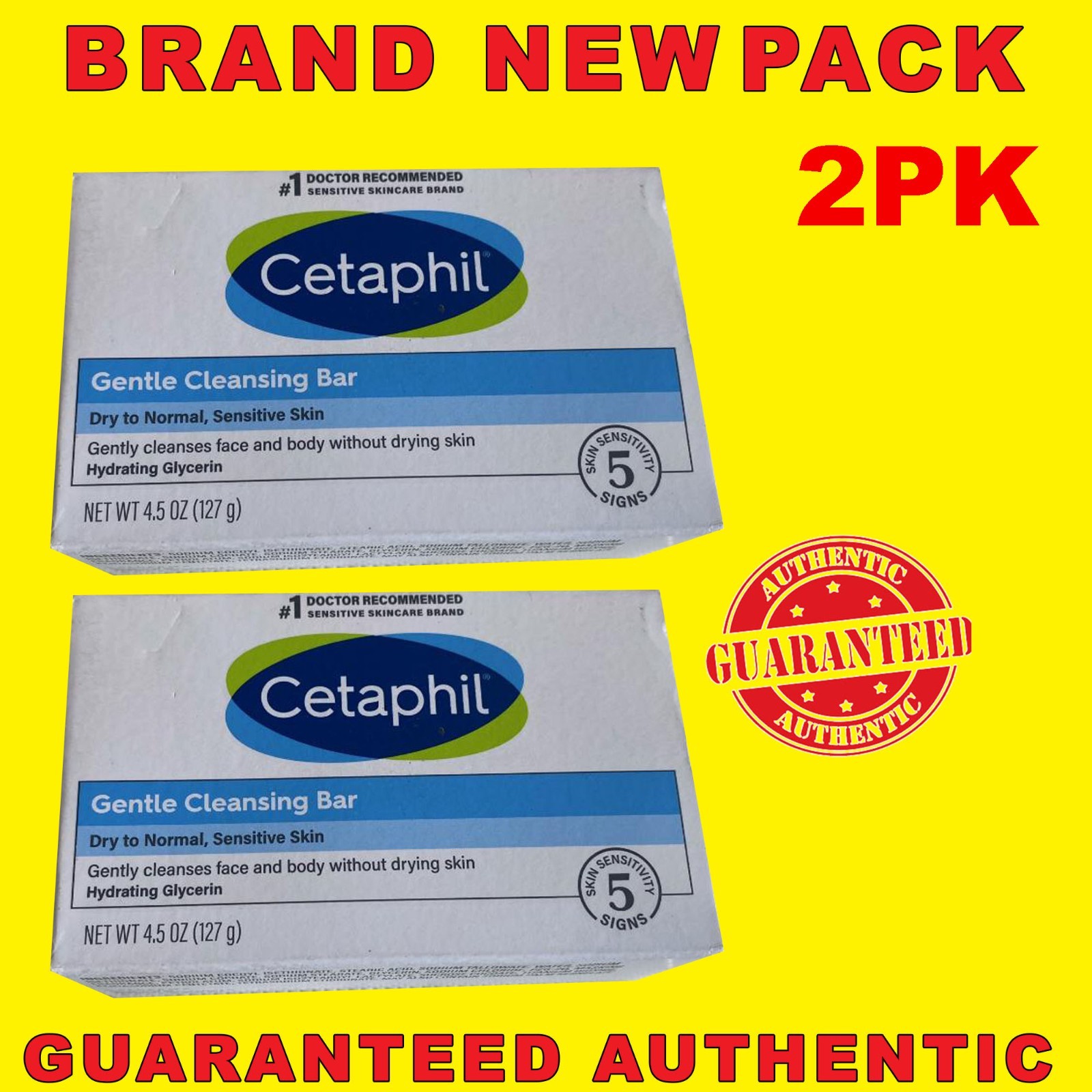 Cetaphil Gentle Cleansing Bar Soap 4.5 oz 2PK