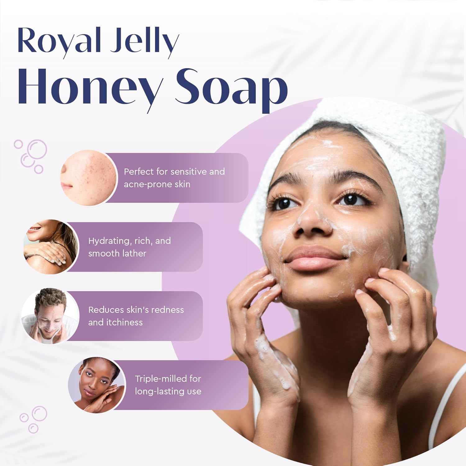 Royal Jelly Honey Soap Set – Luxurious Vegetable-Based Bars with 2% Honey, Hydra