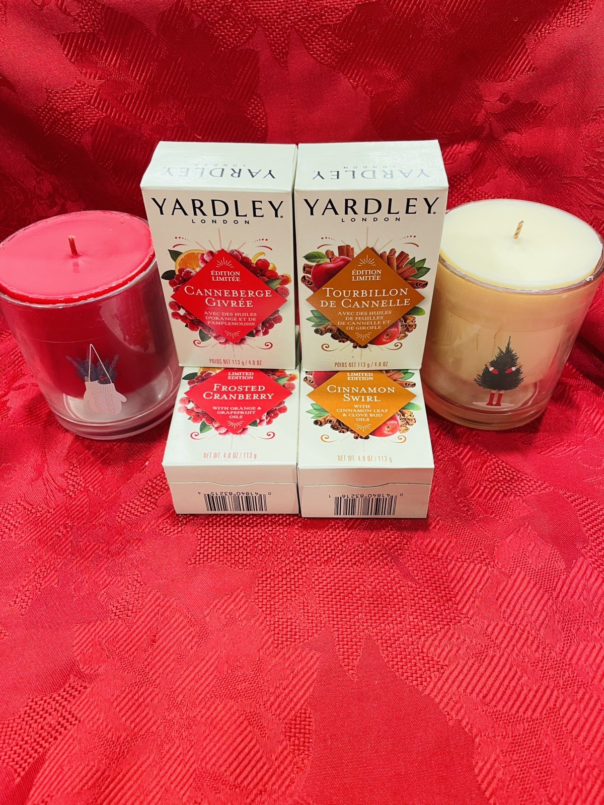 Yardley London Cinnamon Swirl & Frosted Cranberry Soap Bars 4oz Lot of 4
