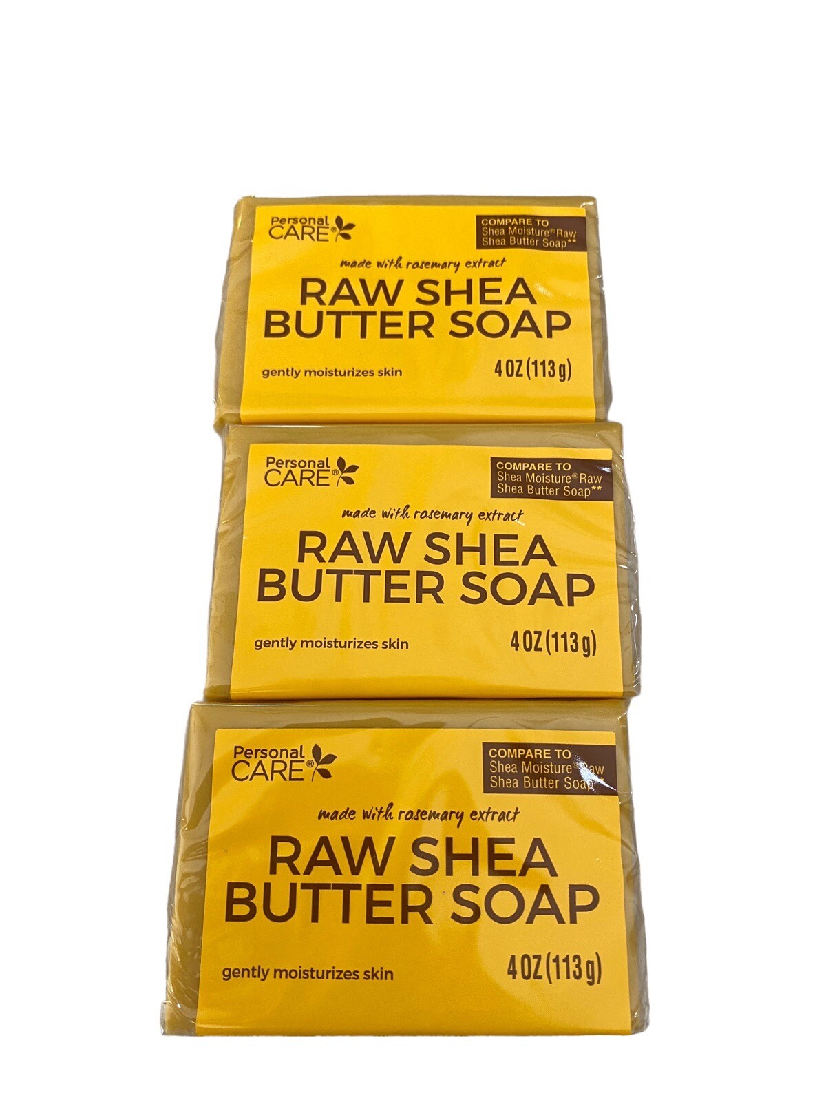 (3 Pack) Personal Care Raw Shea Butter Soap w/ Rosemary NEW 4 oz Moisturizes
