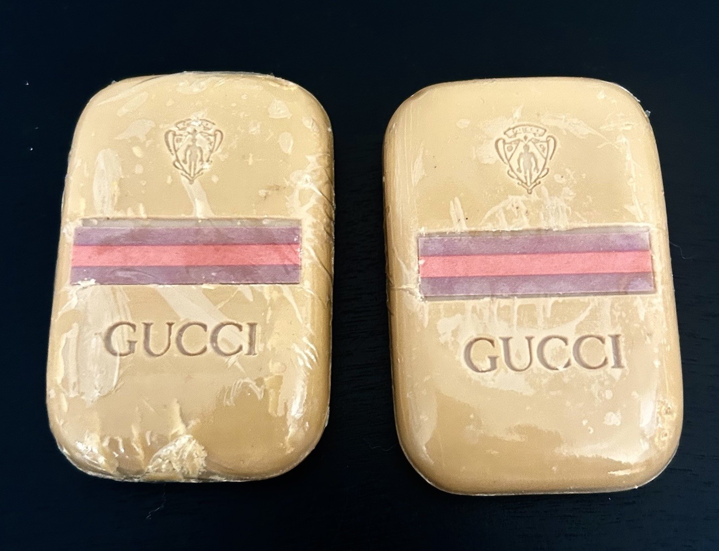 VTG Pair 1970’s Gucci Classic Bar Soap Stripe 1.7 Oz Sealed