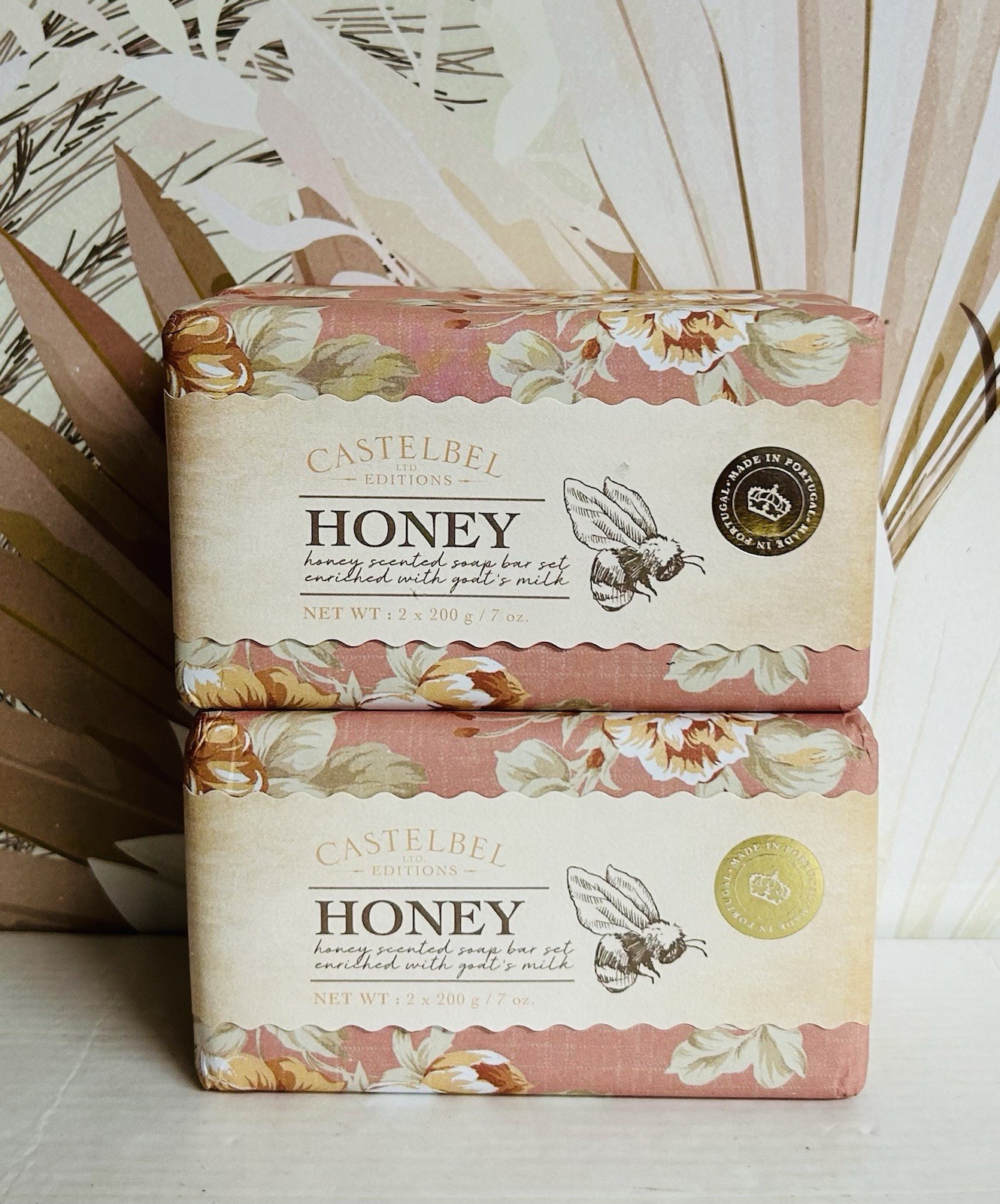 2-Pack Castelbel ~ Honey Scented Bar Soap 4 Bars 7 oz Each