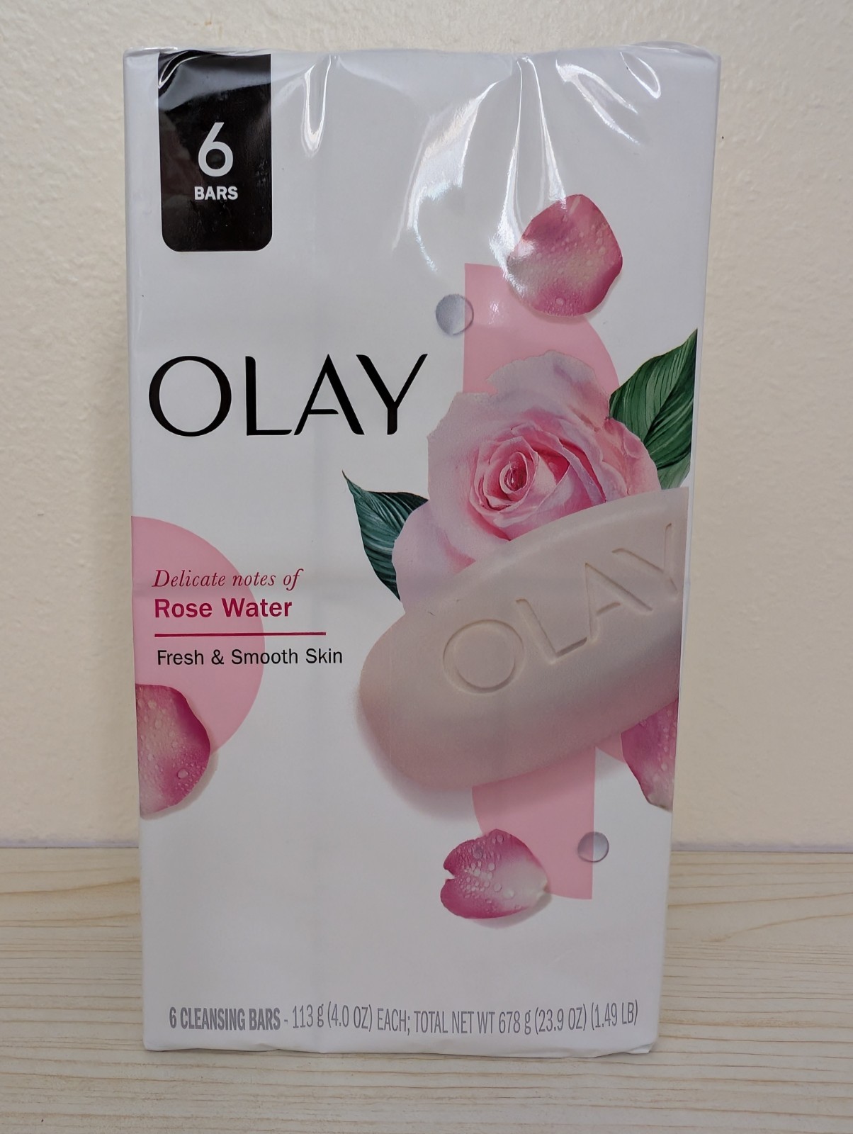 Olay Delicate Notes of Rose Water Fresh & Smooth Cleansing Soap 6 Bars 4 oz each