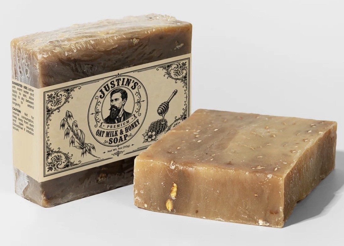 Justin’s Handcrafted Premium Oat Milk & Honey Body & Hand Bar Soap, 4 oz