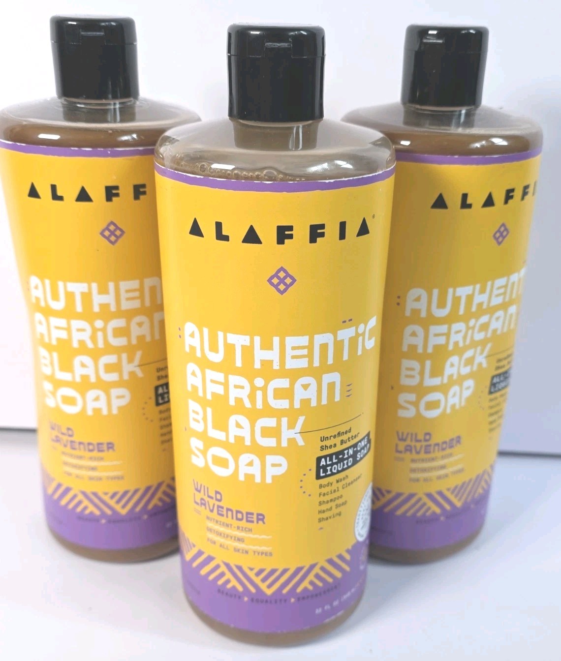 3 Pack Alaffia Skin Care, Authentic African Black Soap,3, 32oz All in One Liquid