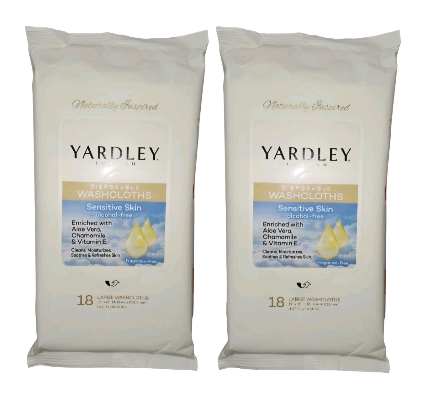 💙 YARDLEY LONDON (2PK) 18-CT 12″X8″ 🫧●DISPOSABLE WASHCLOTHS●🫧 Sensitive Skin.