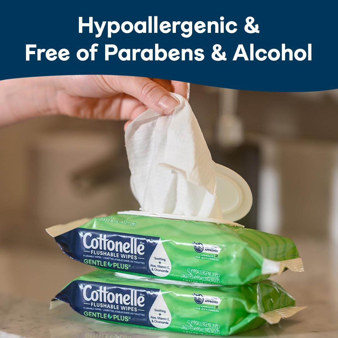 Cottonelle Gentleplus Flushable Wet Wipes with Aloe & Vitamin E, 1 Refill Pack,