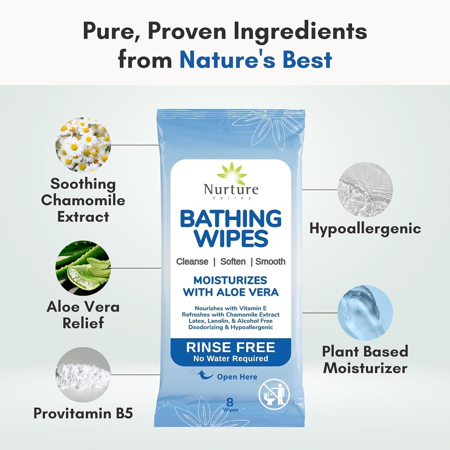 Nurture Rinse Free Bathing Wipes for Adults w/Aloe | Waterless Cleansing for …
