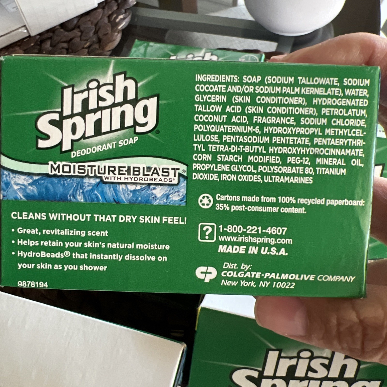9 Irish Spring Bar Soaps Moisture Blast Deodorant 4 Oz Original No Flax Seed NOS