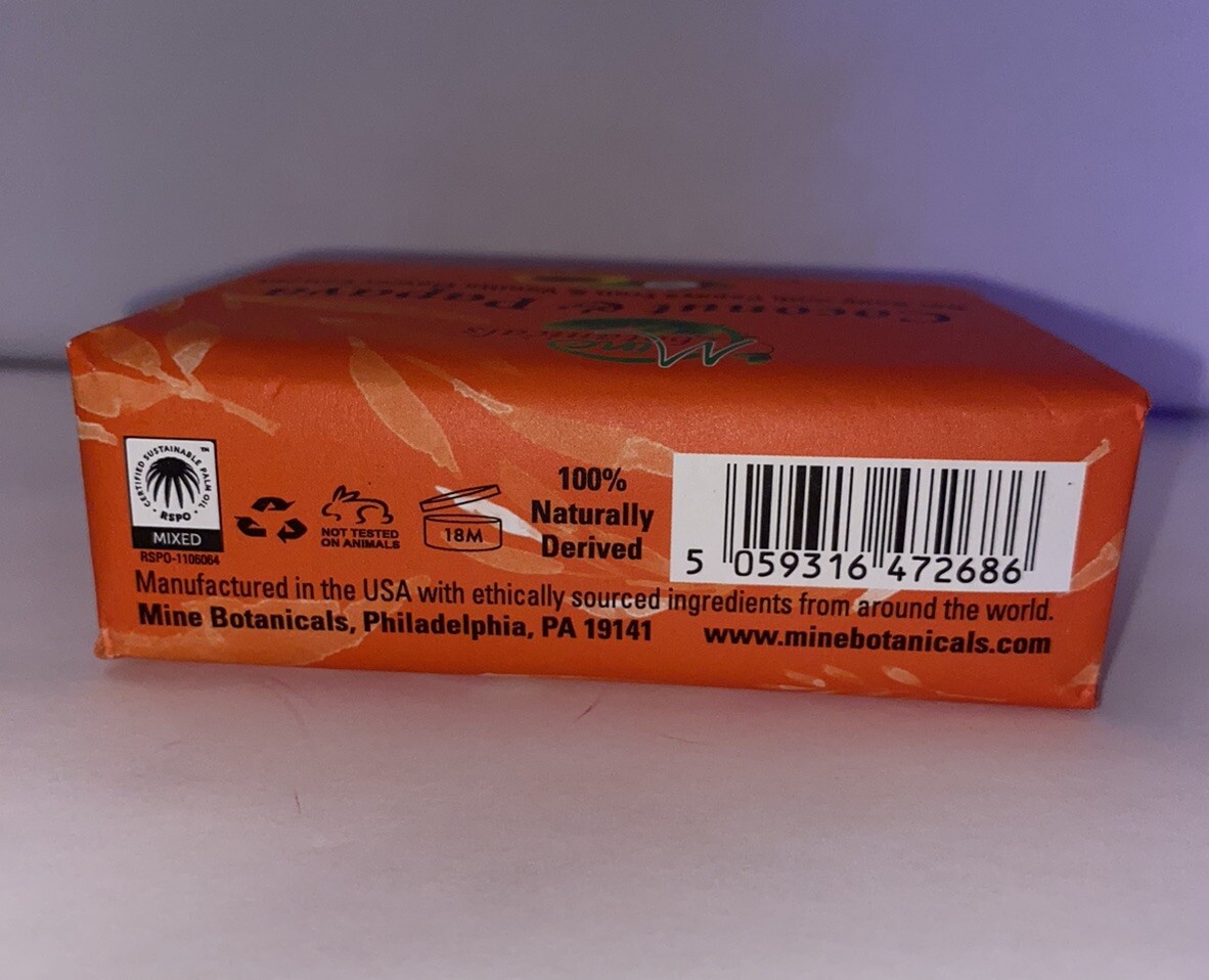 MineBotanicals Coconut & Papaya Bar Soap W Papaya Fruit & Vanilla Flower Extract