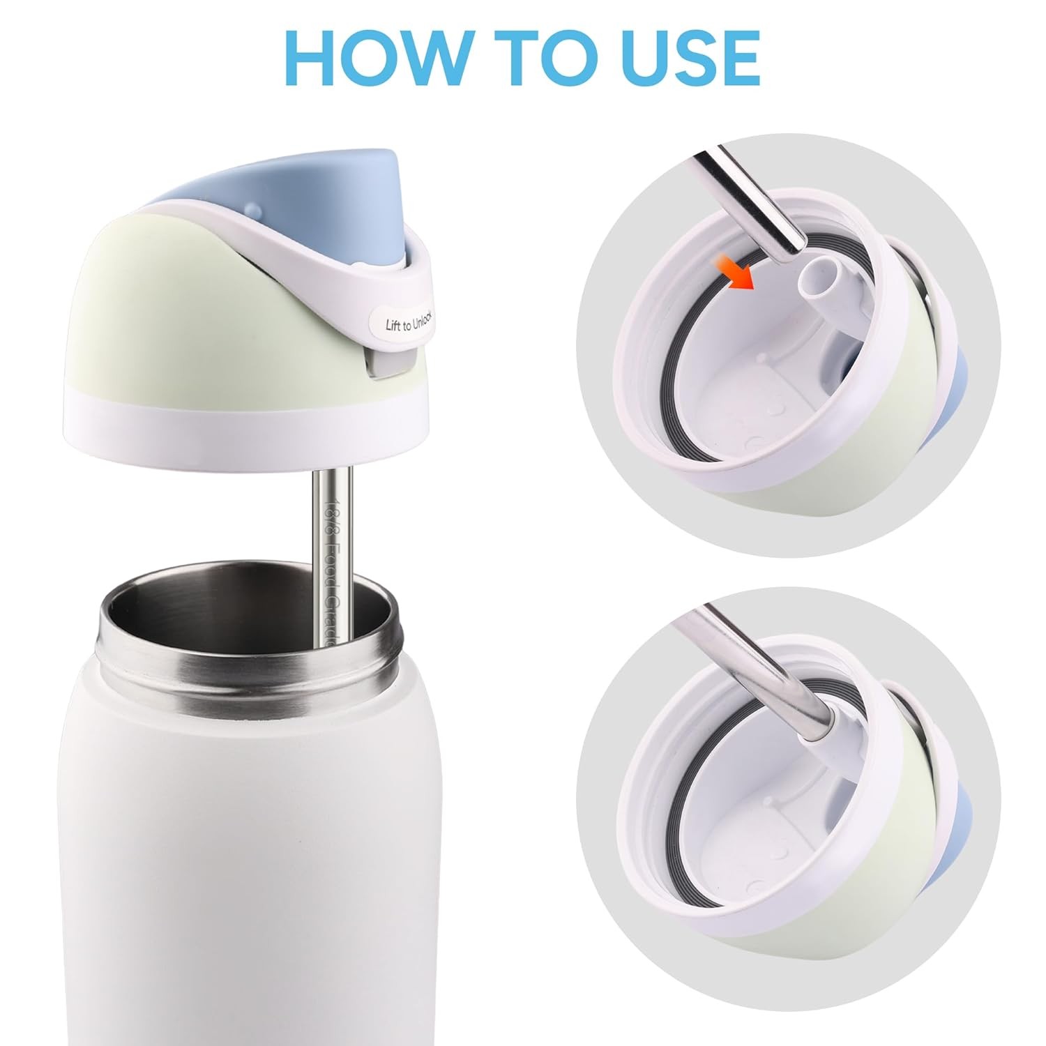 Metal Straw Replacement Set for Owala Water Bottle 40 Oz, 4 Pack (79 chars)