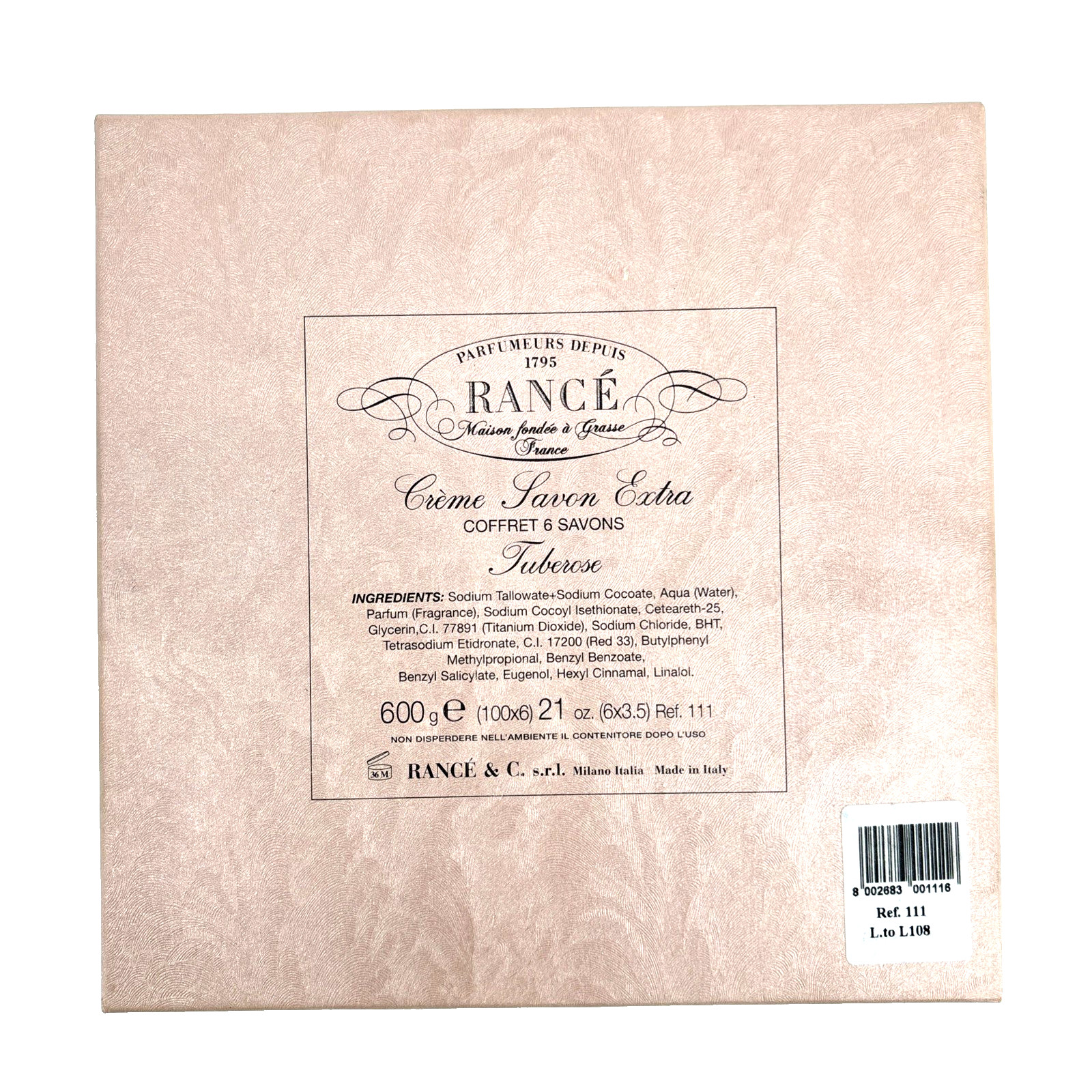 Rance 1795 Creme Savon Extra Tuberose Bar Soap Set of 6 Bars (3.5oz) Italy NIB