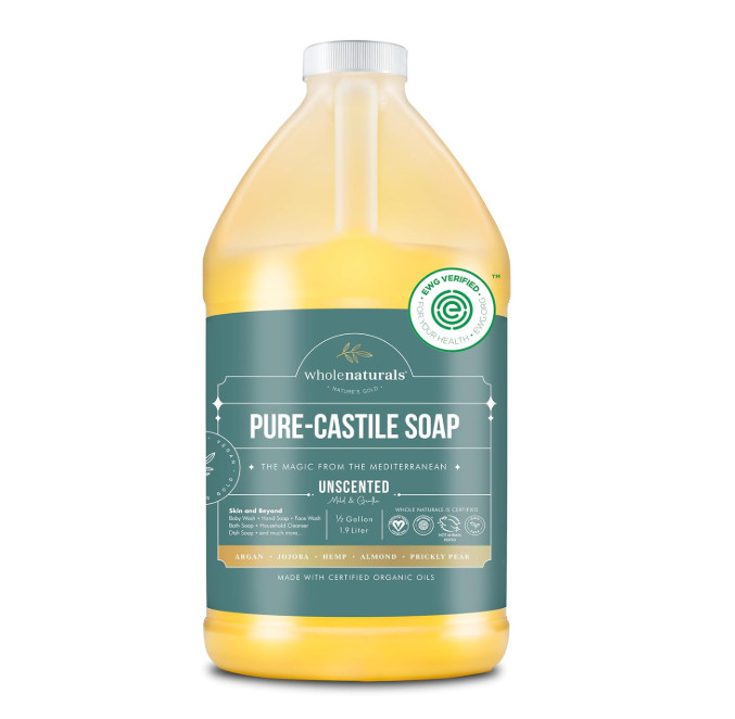Pure Castile Soap: Unscented, Non-GMO, Palm Oil Free, 64 Fl Oz, Organic Soap