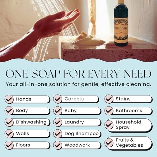 Natural Castile Soap | Organic Liquid Soap for Hair, Body, Hands & Home | Con…
