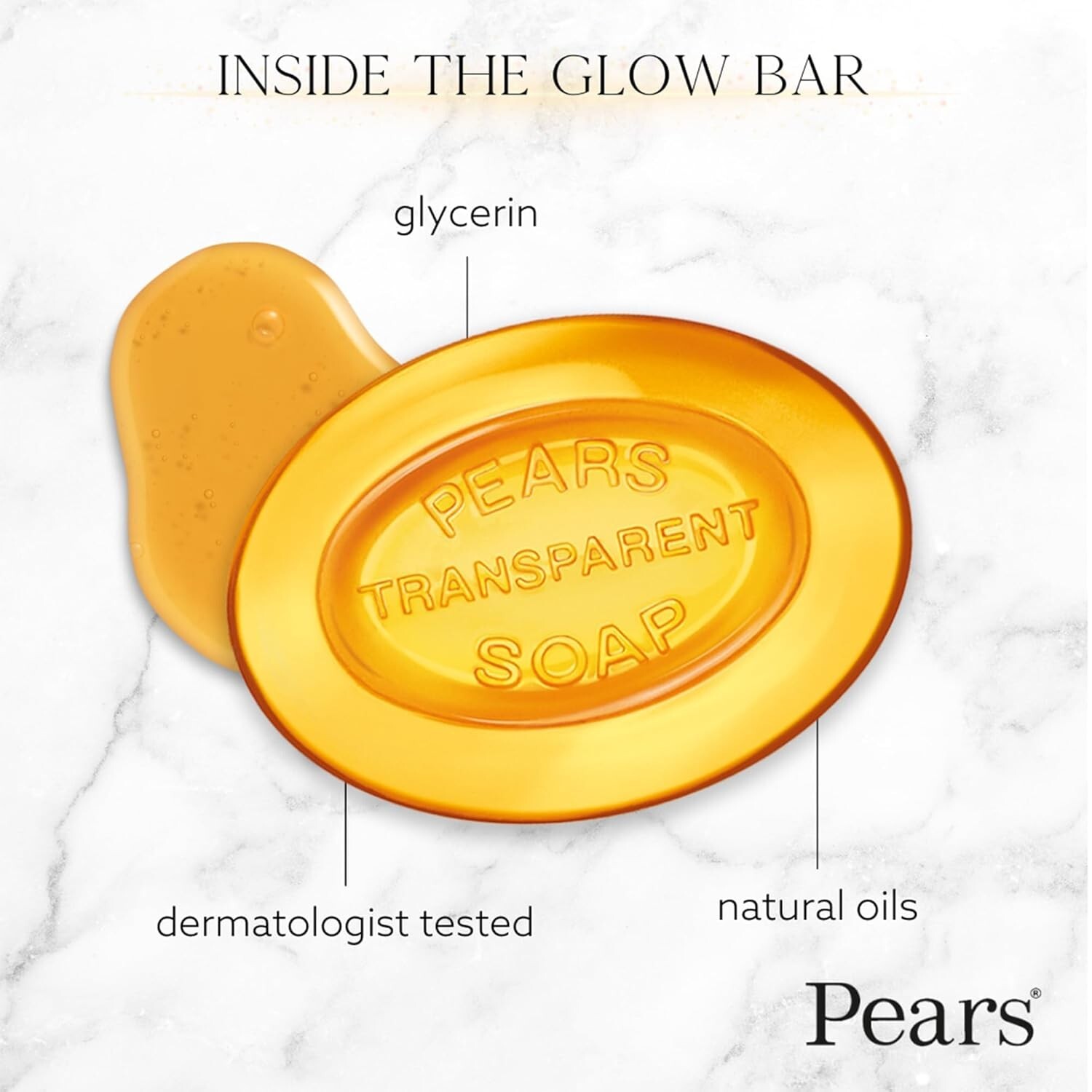 Pack of 3 Pears Transparent Glycerin, Natural Oils Bar Soap 3.53 Oz ORANGE COLOR