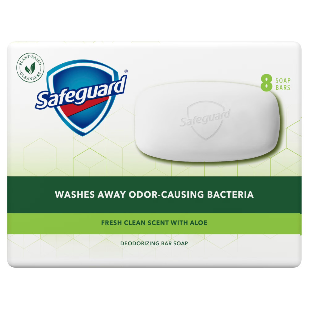(4 Pack) Safeguard Bar Soap Fresh Clean Scent with Aloe, 4oz, White (8 Count)