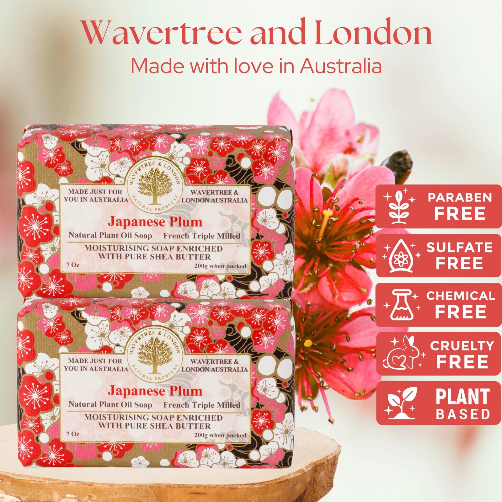 Japanese Plum Scented Natural Soap (2 Bars), 7oz Moisturizing French Triple M…