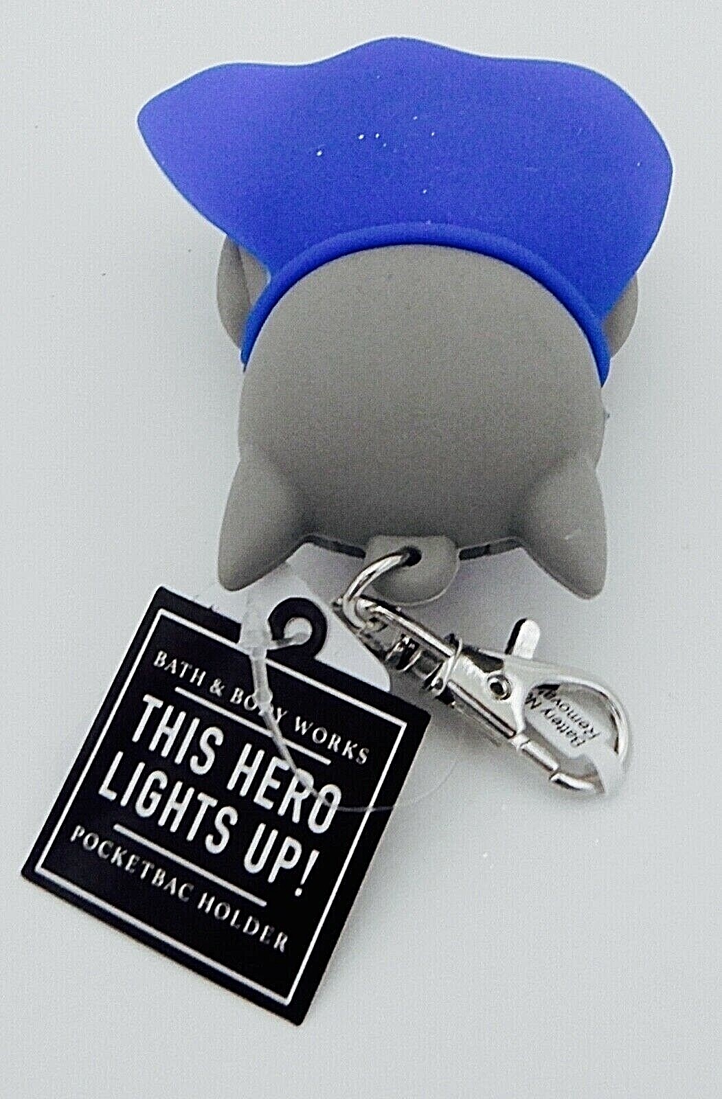 BATH & BODY WORKS BLUE GREY SUPER HERO KITTY POCKET |BAC GEL HODLER NEW!