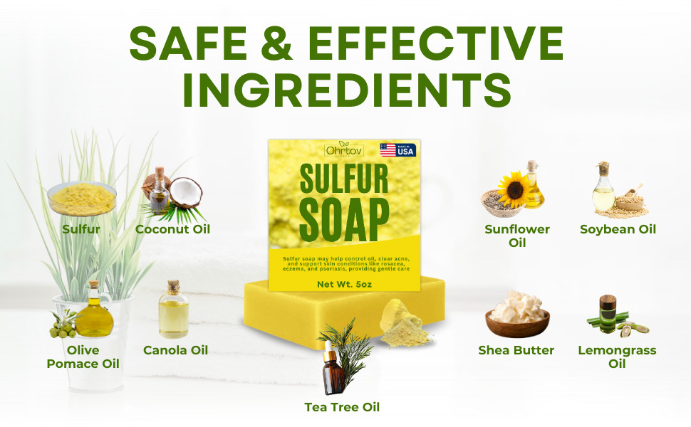 Sulfur Soap Bar – Sulfur Face & Body Wash for Acne – Sulphur Exfoliating Facial