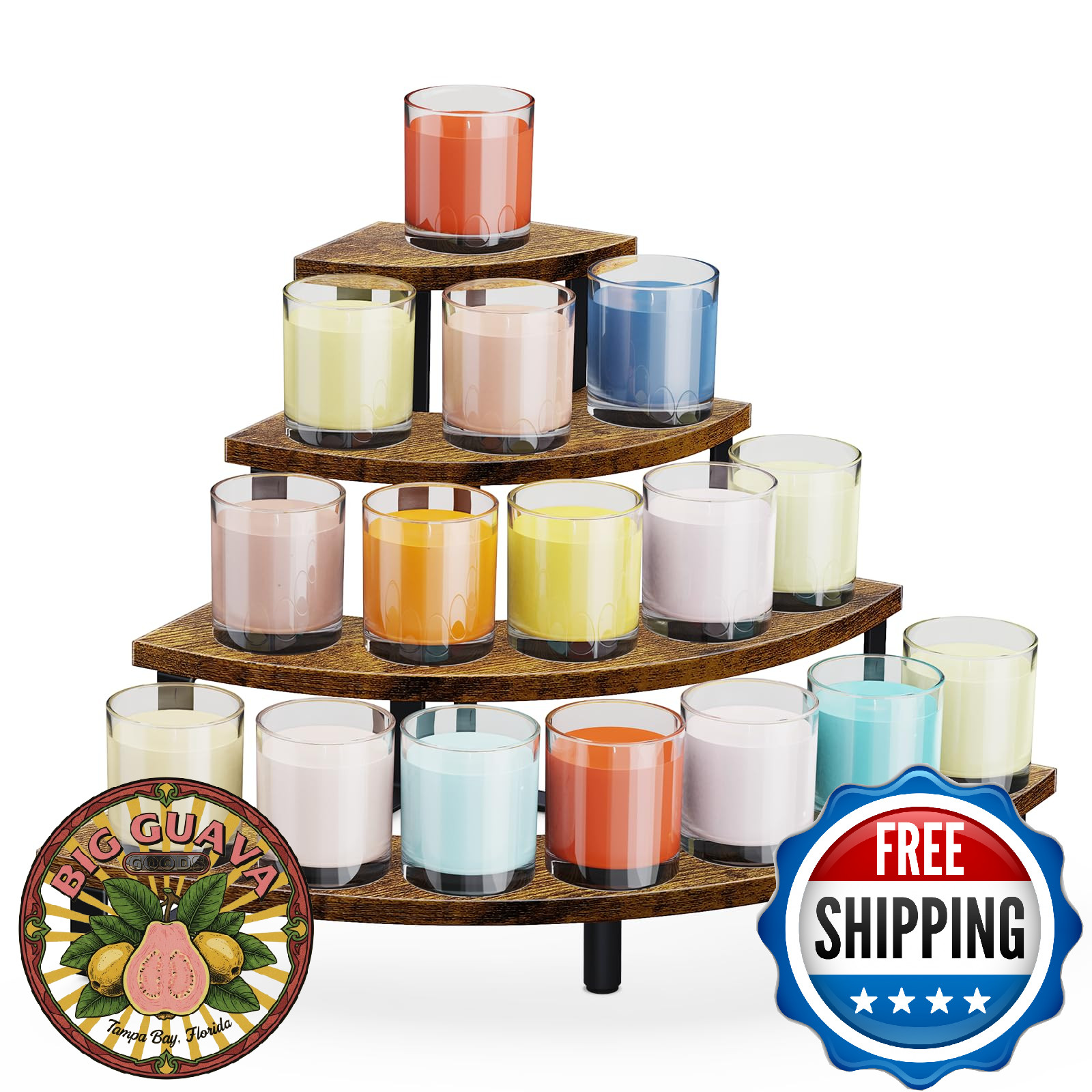 ELITEROO Tiered Display Stand, Wooden Display Risers, 4 Tier Display Shelf for V