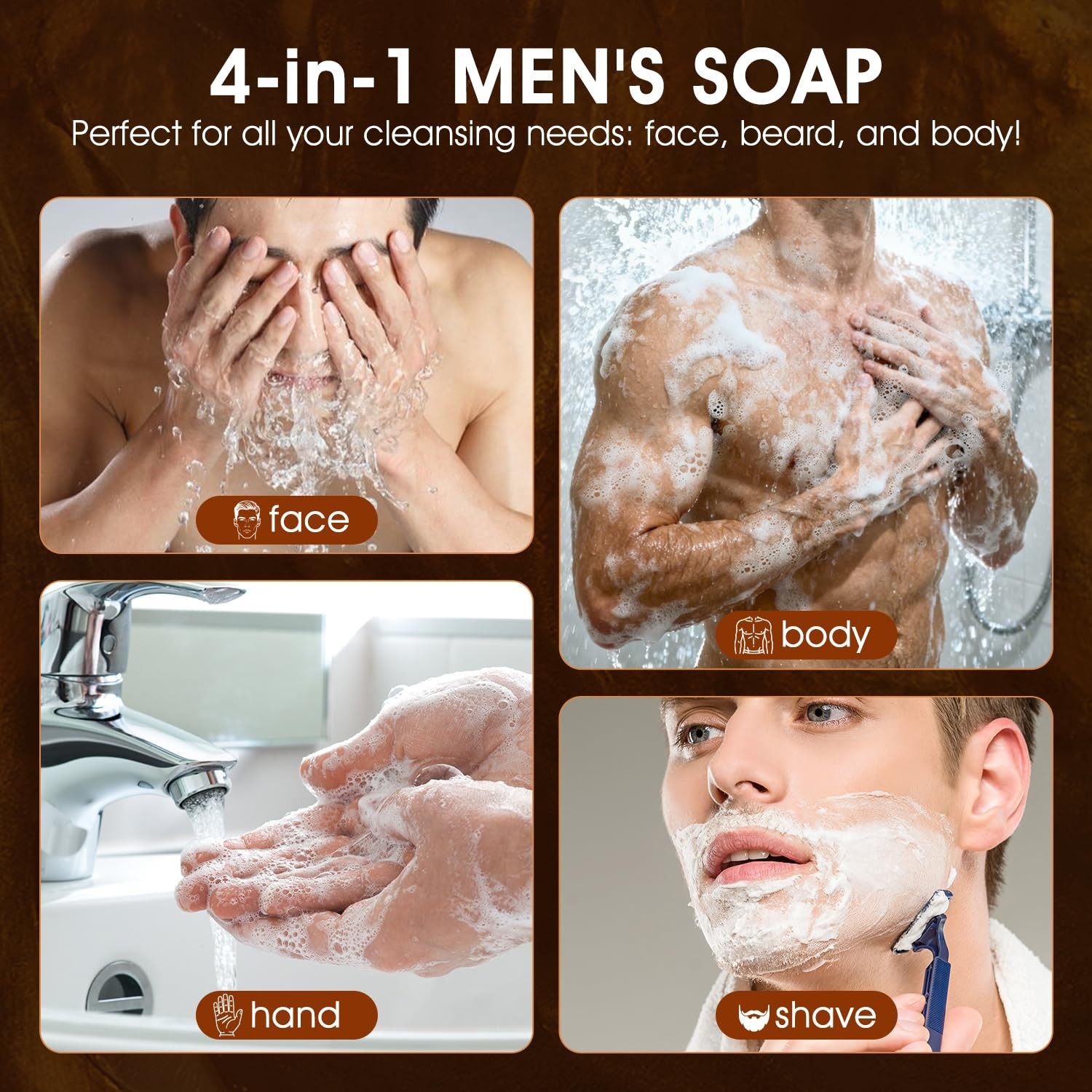 Mens Natural Handmade Soap 14.8oz Deep Cleansing Refreshing Face Body Hands