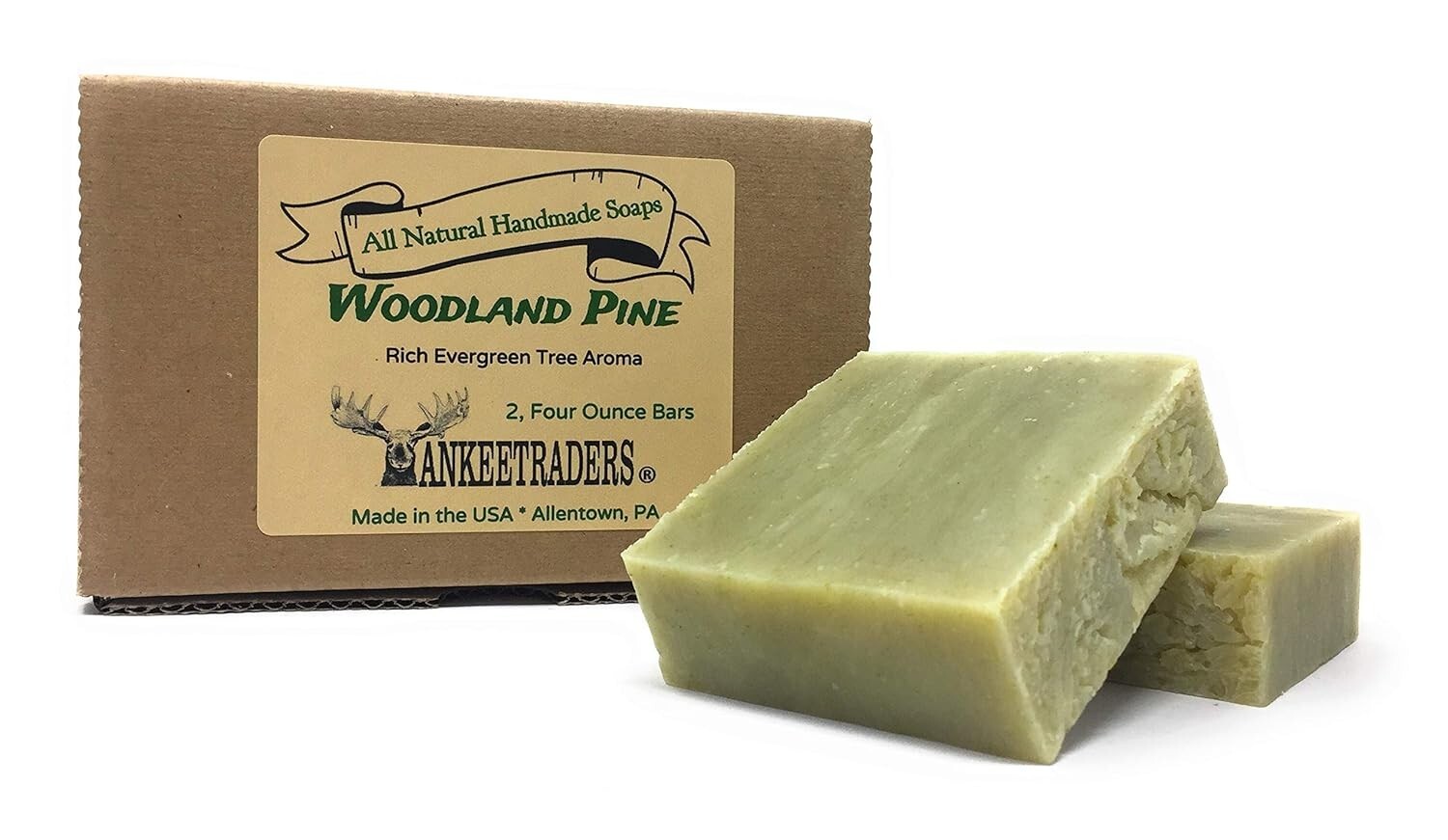 YANKEETRADERS Woodland Pine Soap – Natural, Vegan, Handmade / 2, 4 oz bars