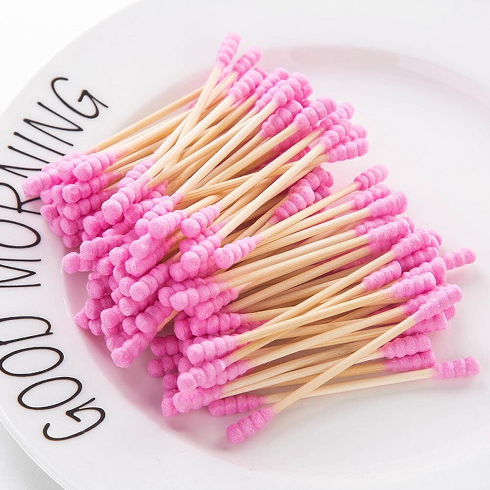 100PCS Cotton Swabs Swab Applicator Q-tips Double Tip Wooden Sticks Ear Clean