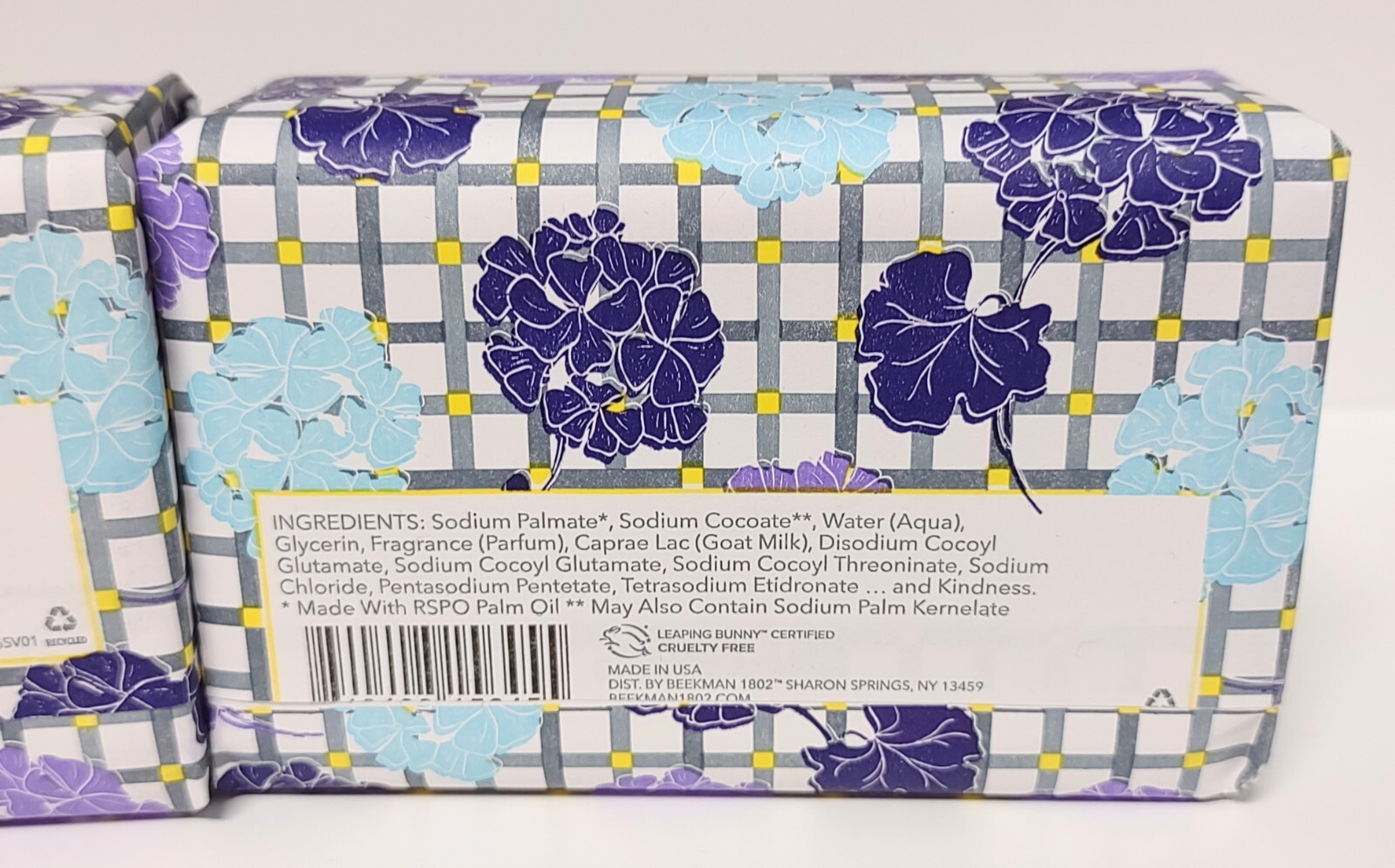 Beekman 1802 Goat Milk Bar Soap Set of 2 Moonlit Geranium & Iris Jumbo 9 oz each