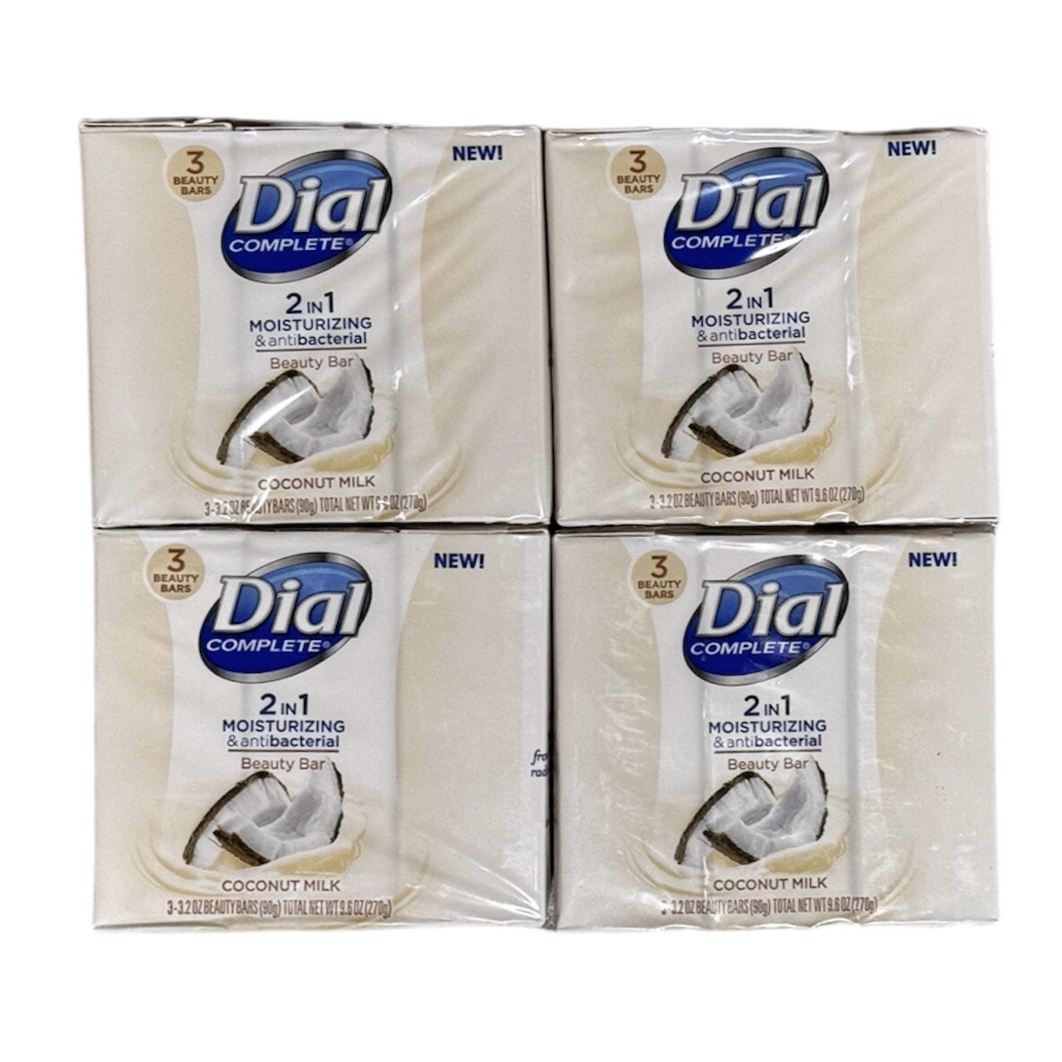 Dial Coconut Milk 3.2oz Each 3 Bars each, 12 Beauty Bars Soap