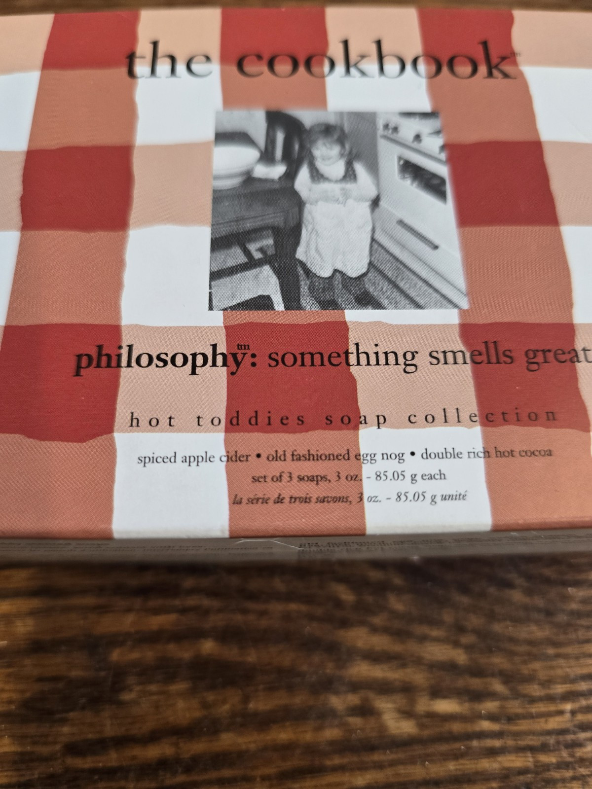 PHILOSOPHY The Cookbook SOAPS Set of 3 Bars Apple Cider Egg Nog Hot Cocoa