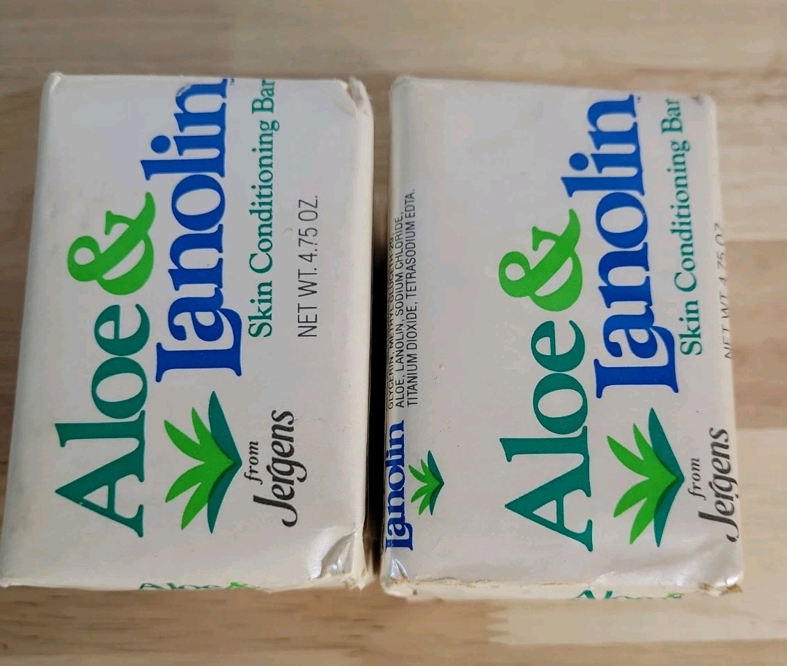 Vintage Jergens ALOE & LANOLIN Bar Soap 3 Pk 4.75 oz 6 Bars Total